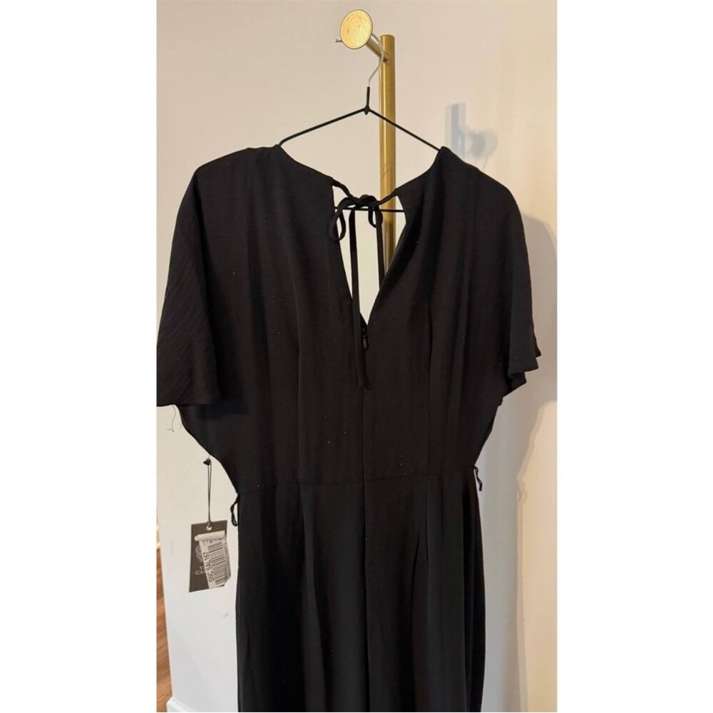 NWT Vince Camuto Black Wide Leg Jumpsuit Plunge V Neck Minimalist Elegant S - Picture 8 of 10